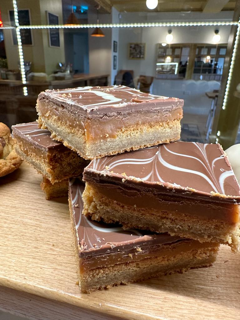 Freshly made caramel squares.